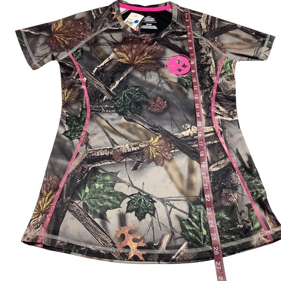 Pittsburgh Steelers Camo Hunting T-Shirt Women's S Pullover Short Sleeve Stretch - Picture 7 of 10